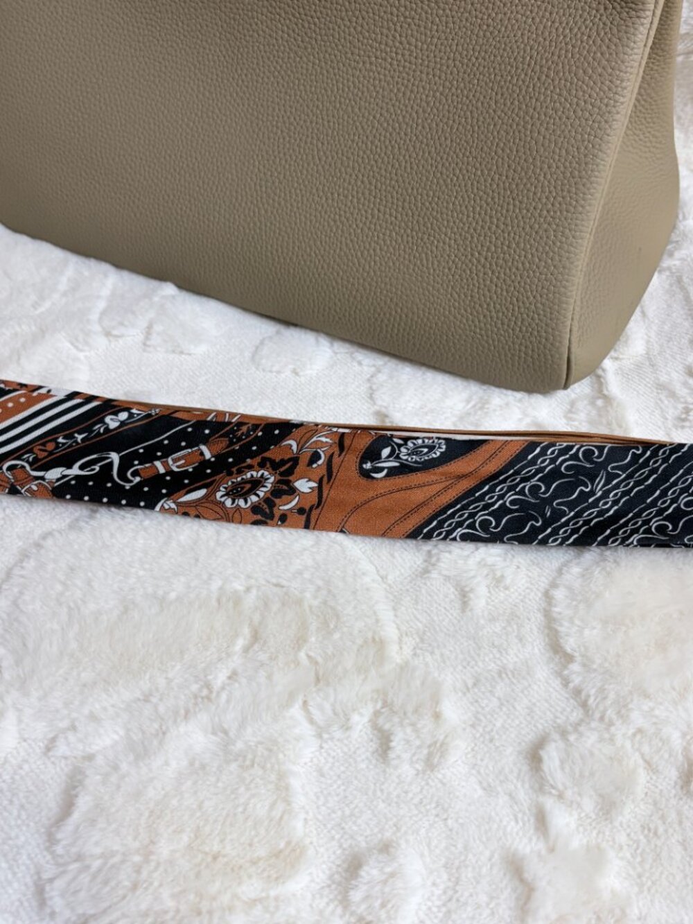 Rust Equestrian Purse Scarf with Fringe - Picture 9 of 10